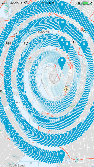 Tangram ES map pin explosion