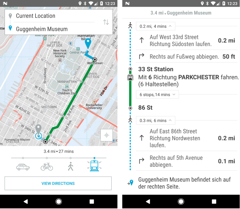 Multimodal directions to Guggenheim Museum ... in German!