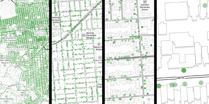 Dots at different zoom levels