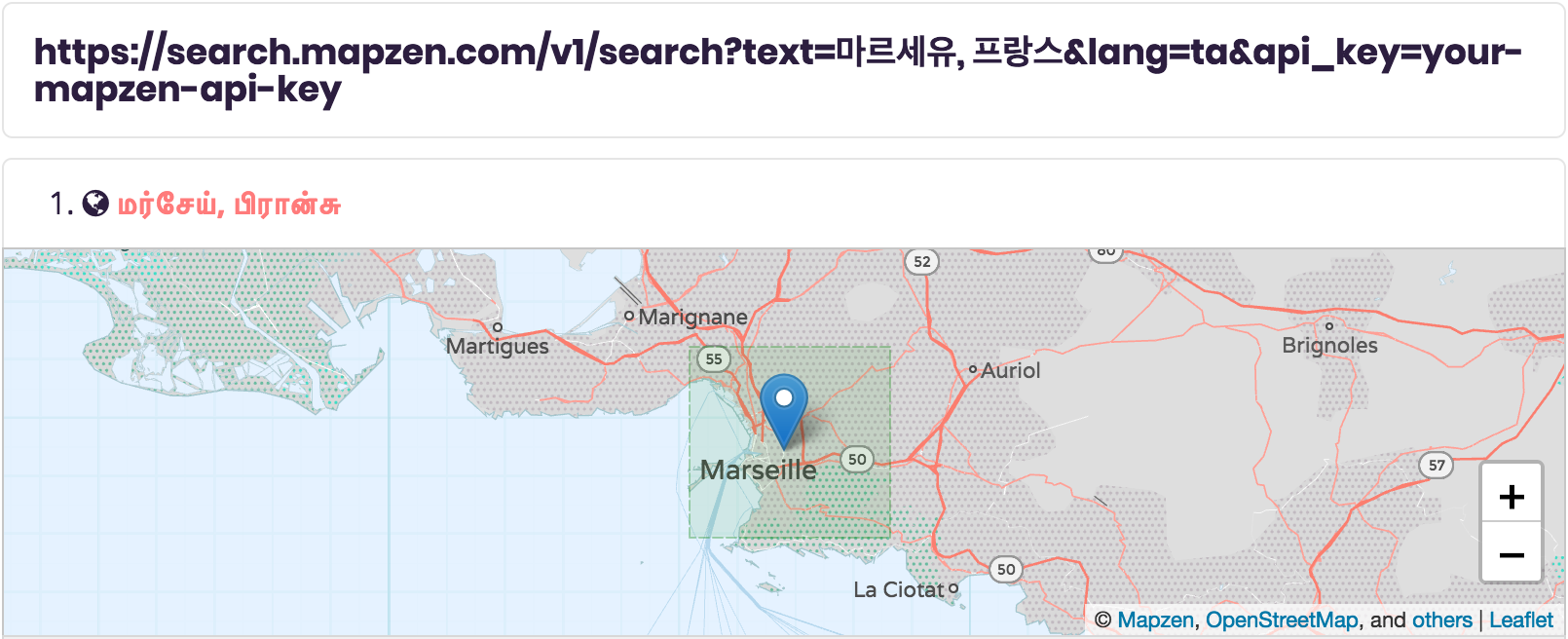 Finding Marseille, France in Korean for Tamil speakers