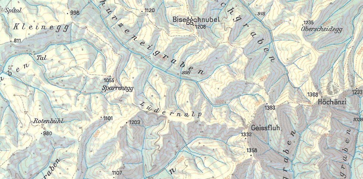 Imhof Map of Emmental from Swiss High School Atlas