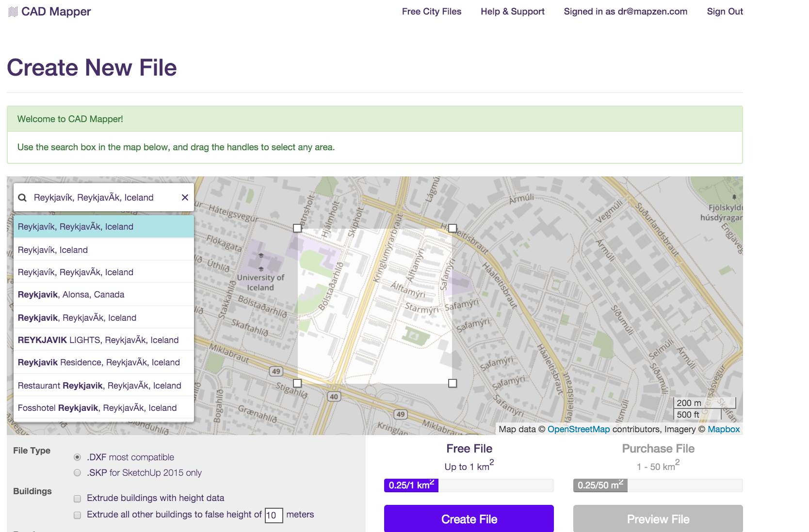 Screenshot of CAD Mapper