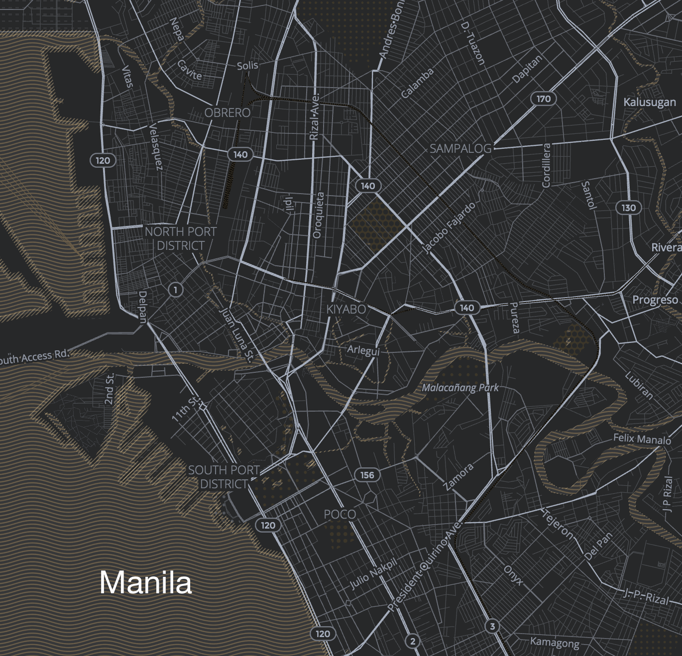 animation of OSMLR segments for levels 0, 1, and 2 in Manila